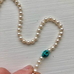 SOLD! Pearl and 14k Choker w/ Skull Bead!